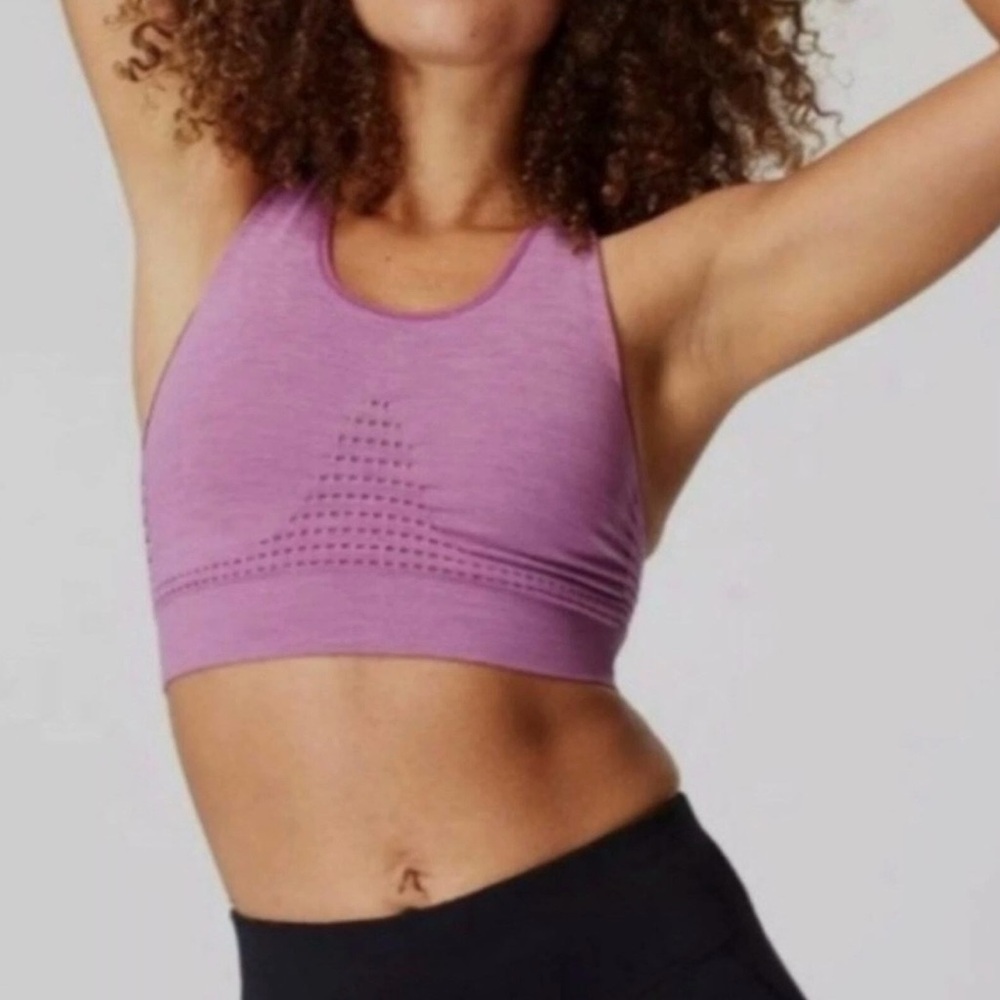 Sweaty Betty Stamina Purple raceback moisture wicking Sports Bra, size S gym